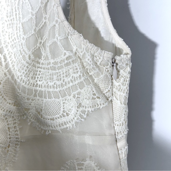 Geisha Designs Anthropology Square Neck Ruffled Asymmetrical Lace Dress S - Picture 7 of 16